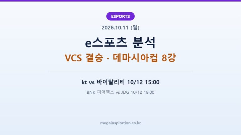 2026년 10월 11일 e스포츠 분석