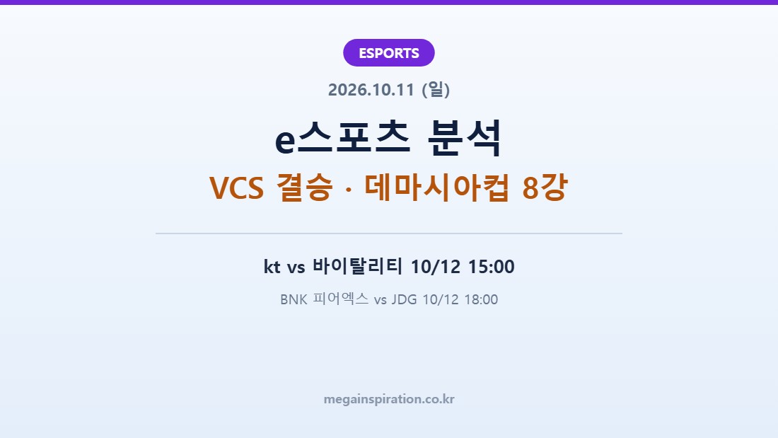 2026년 10월 11일 e스포츠 분석