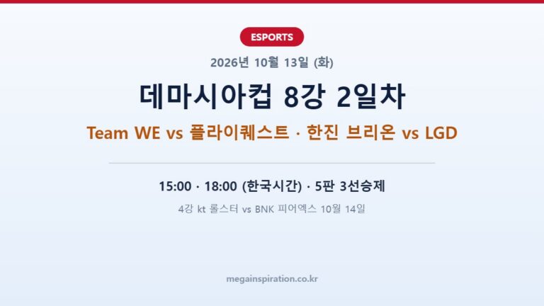 2026년 10월 13일 e스포츠 분석 데마시아컵 8강