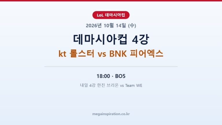 2026년 10월 14일 e스포츠 분석 데마시아컵 4강