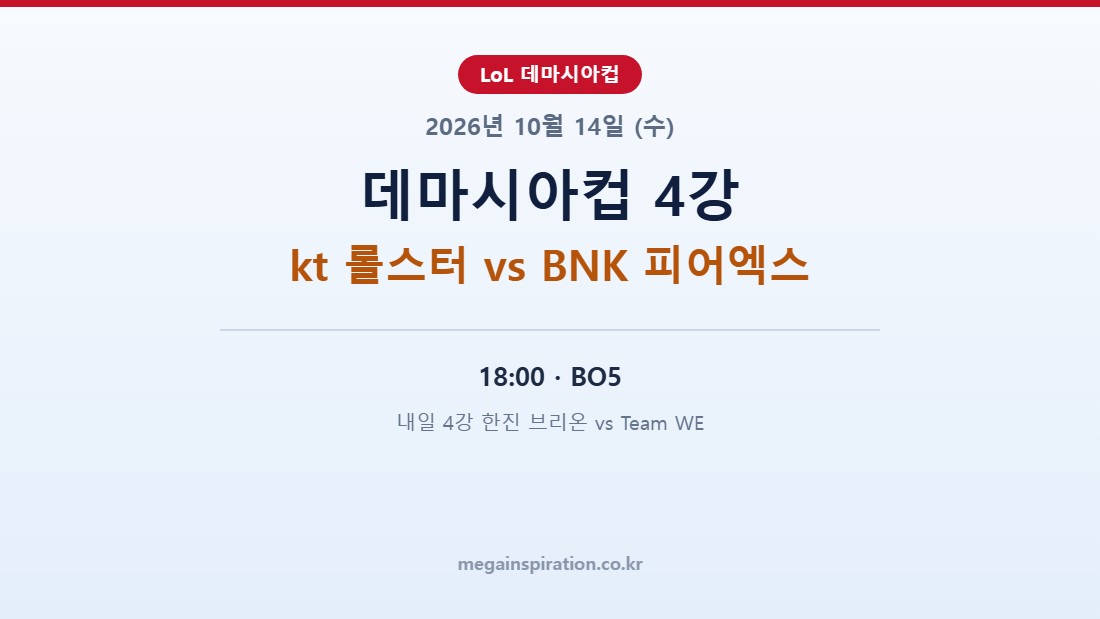 2026년 10월 14일 e스포츠 분석 데마시아컵 4강