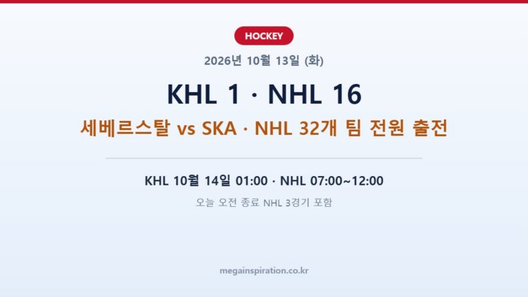 2026년 10월 13일 하키 분석 KHL NHL