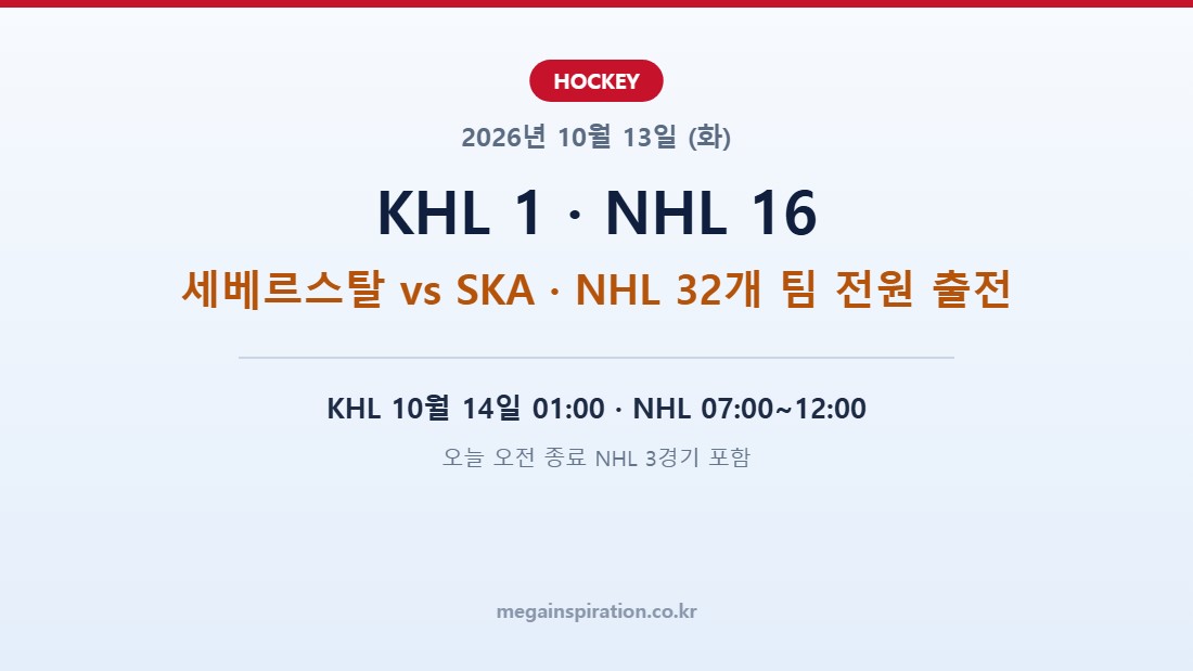 2026년 10월 13일 하키 분석 KHL NHL