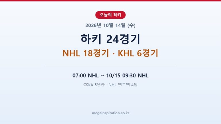 2026년 10월 14일 하키 분석 KHL NHL