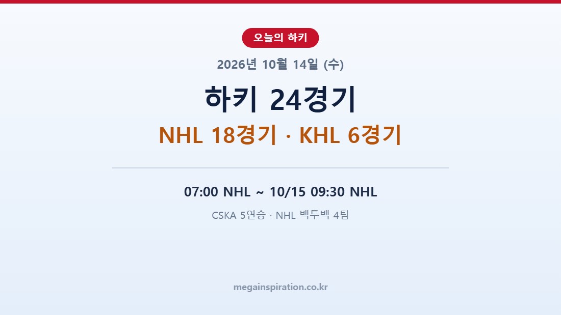 2026년 10월 14일 하키 분석 KHL NHL