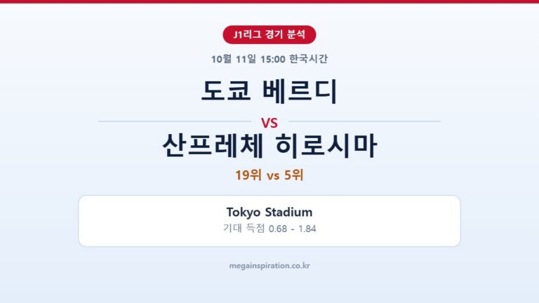 도쿄 베르디 vs 산프레체 히로시마 J1리그 분석