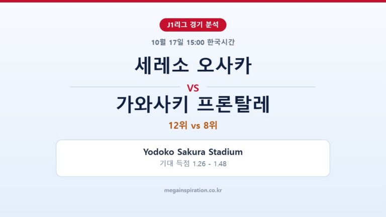 세레소 오사카 vs 가와사키 프론탈레 J1리그 분석