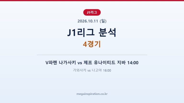 2026년 10월 11일 J1리그 분석