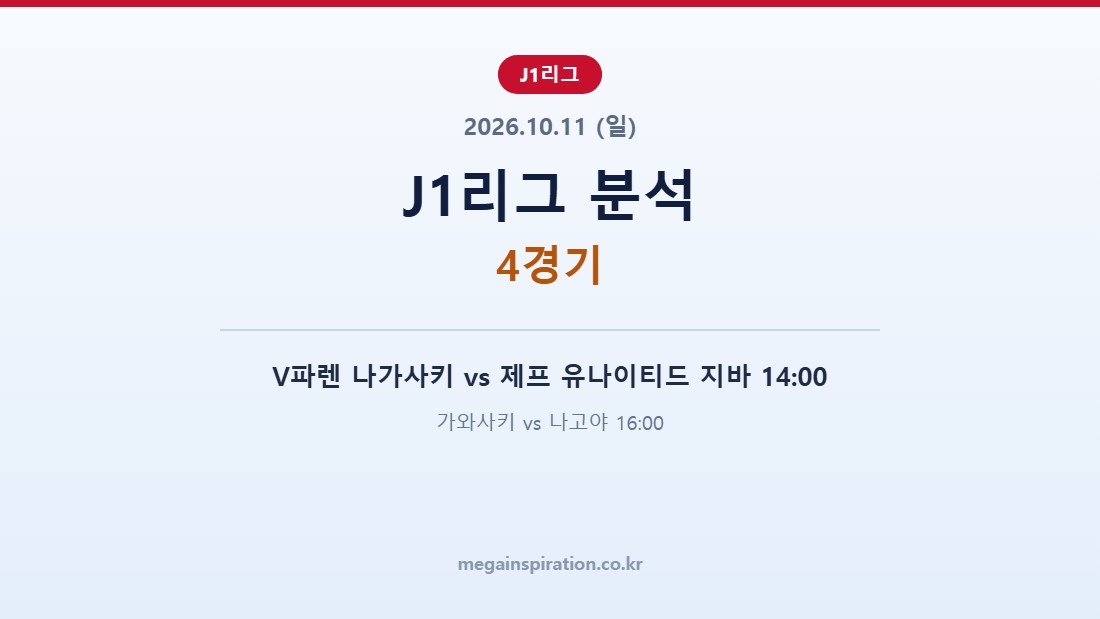 2026년 10월 11일 J1리그 분석
