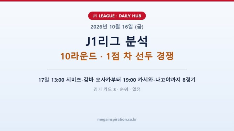 2026년 10월 16일 J1리그 분석