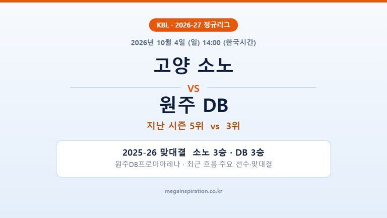 고양 소노 vs 원주 DB KBL 분석
