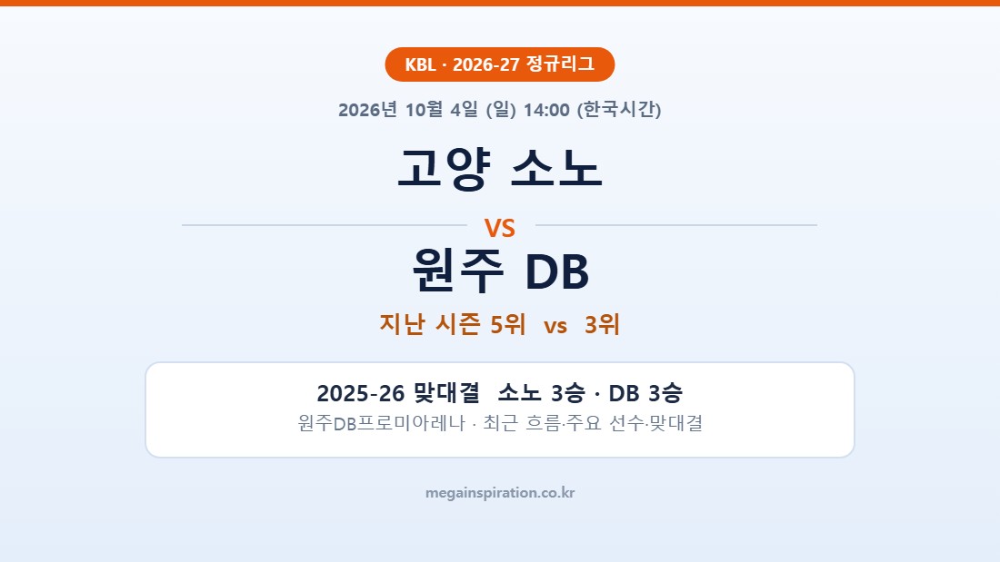 고양 소노 vs 원주 DB KBL 분석