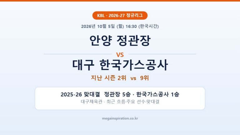 안양 정관장 vs 대구 한국가스공사 KBL 분석