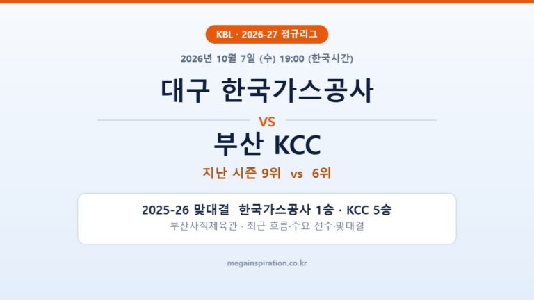 대구 한국가스공사 vs 부산 KCC KBL 분석