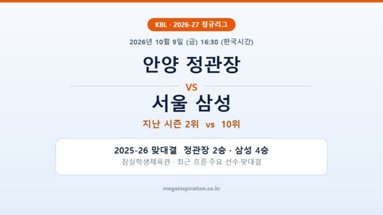 안양 정관장 vs 서울 삼성 KBL 분석