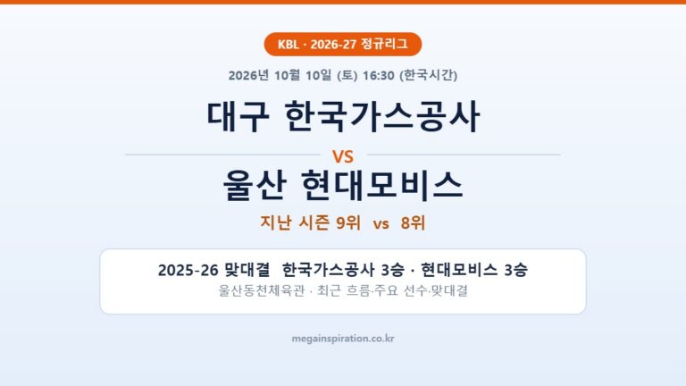 대구 한국가스공사 vs 울산 현대모비스 KBL 분석
