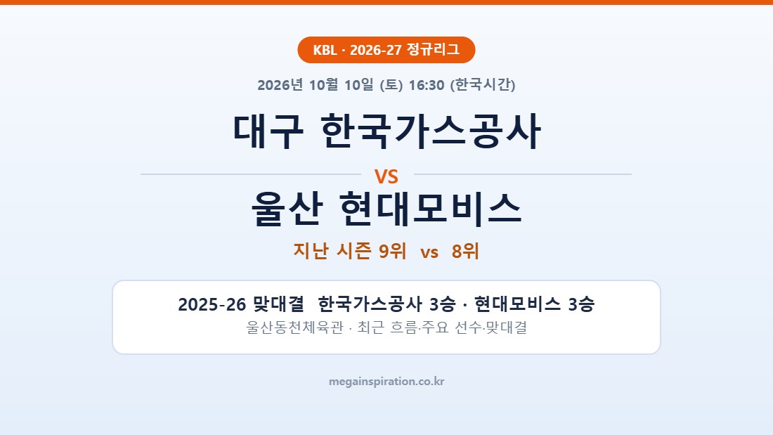 대구 한국가스공사 vs 울산 현대모비스 KBL 분석