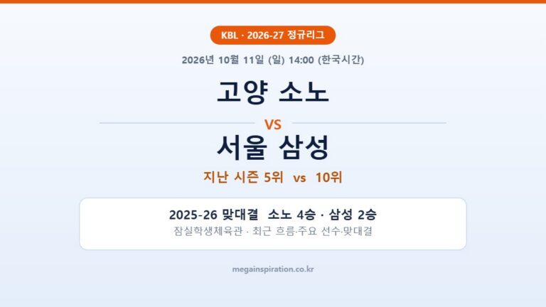 고양 소노 vs 서울 삼성 KBL 분석