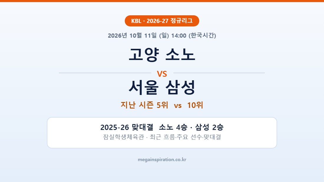 고양 소노 vs 서울 삼성 KBL 분석
