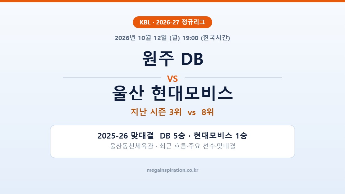 원주 DB vs 울산 현대모비스 KBL 분석