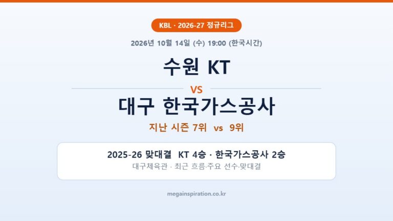 수원 KT vs 대구 한국가스공사 KBL 분석