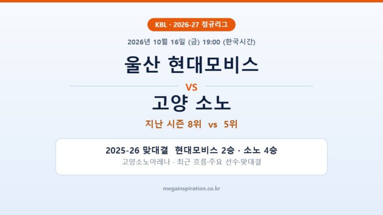 울산 현대모비스 vs 고양 소노 KBL 분석
