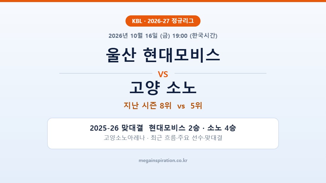 울산 현대모비스 vs 고양 소노 KBL 분석