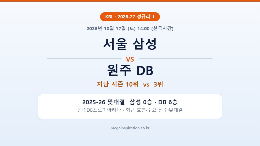 서울 삼성 vs 원주 DB KBL 분석