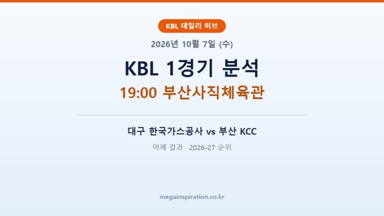 2026년 10월 7일 (수) KBL 분석