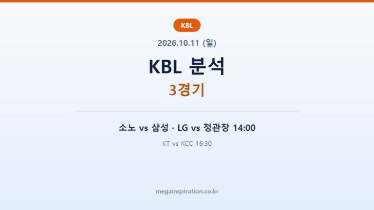 2026년 10월 11일 KBL 분석