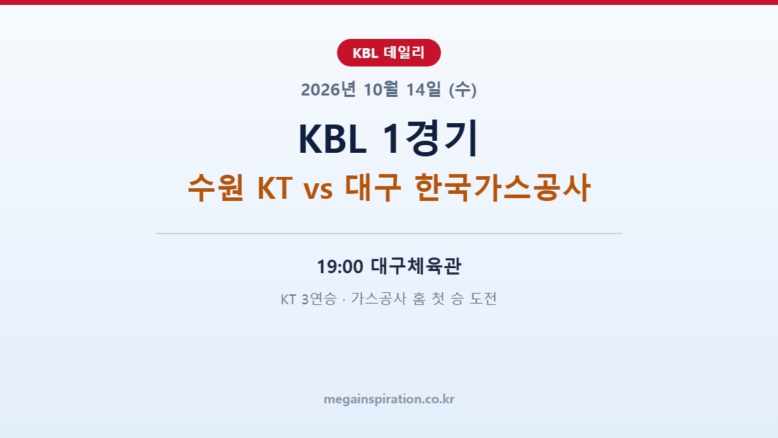 2026년 10월 14일 KBL 분석 수원 KT vs 대구 한국가스공사