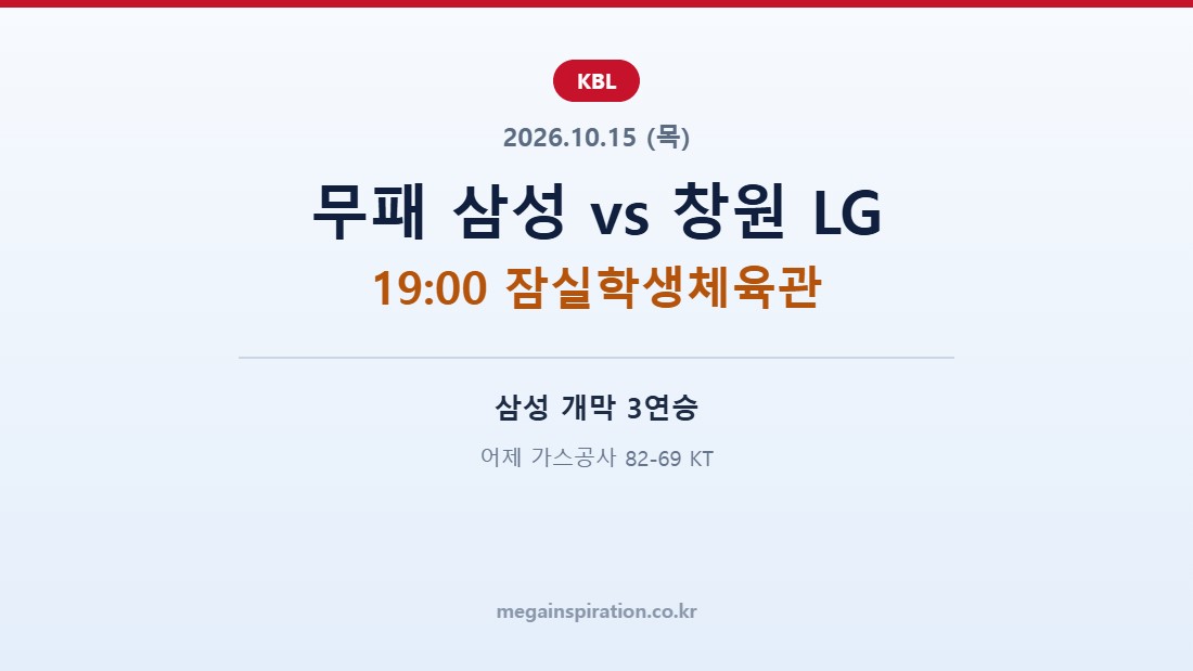 2026년 10월 15일 KBL 분석 창원 LG 서울 삼성