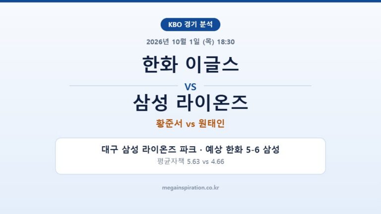한화 이글스 vs 삼성 라이온즈 KBO 분석