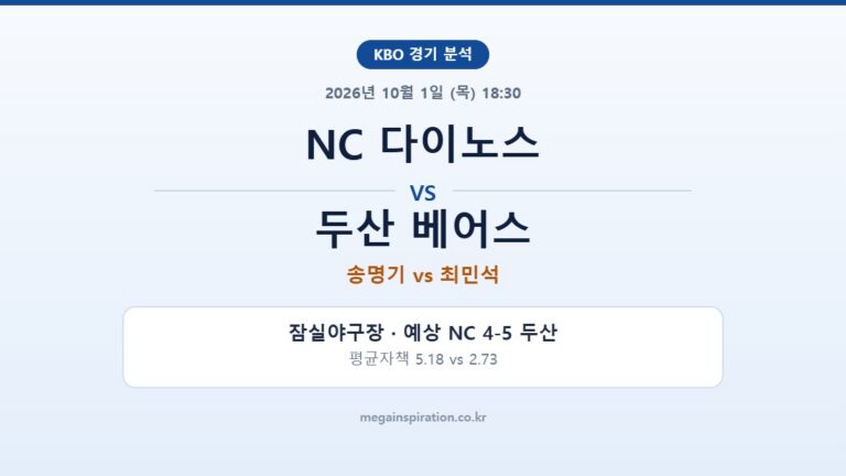 NC 다이노스 vs 두산 베어스 KBO 분석