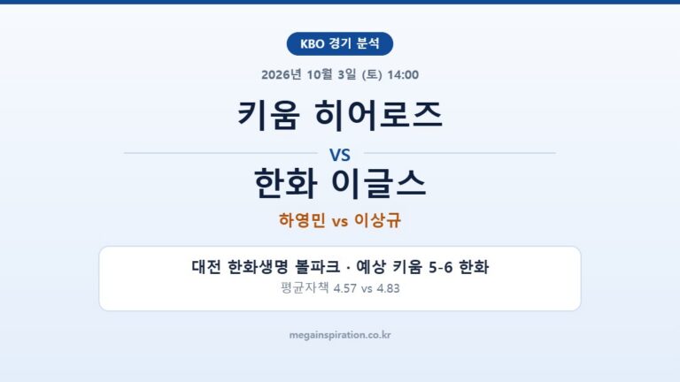 키움 히어로즈 vs 한화 이글스 KBO 분석