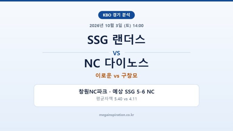 SSG 랜더스 vs NC 다이노스 KBO 분석
