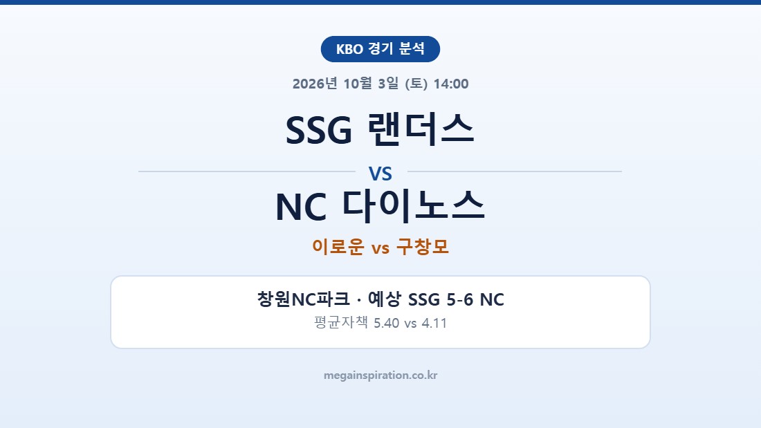 SSG 랜더스 vs NC 다이노스 KBO 분석