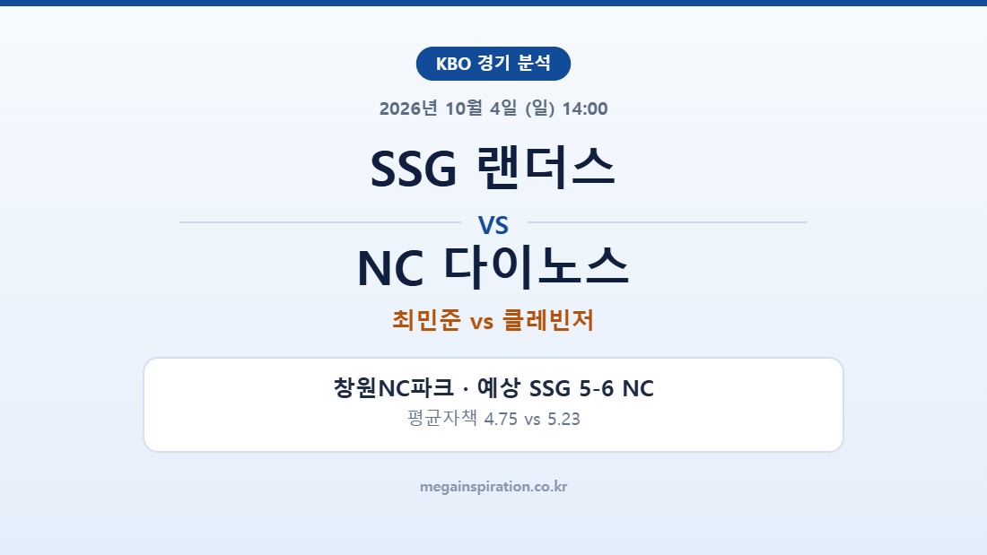 SSG 랜더스 vs NC 다이노스 KBO 분석