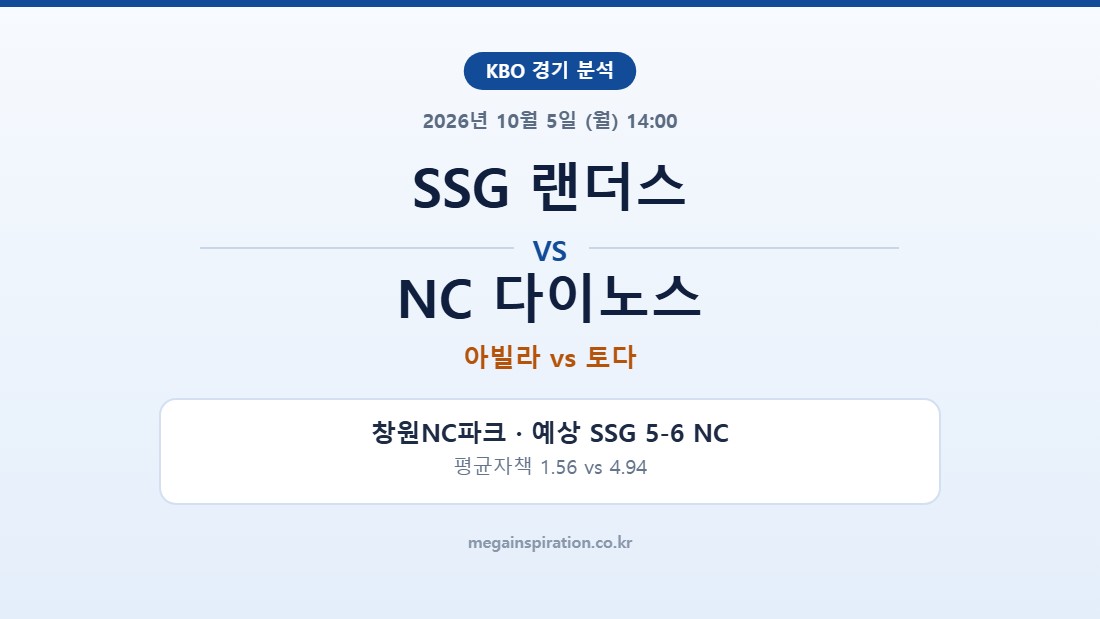 SSG 랜더스 vs NC 다이노스 KBO 분석