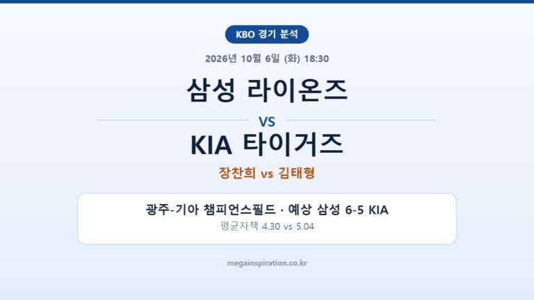 삼성 라이온즈 vs KIA 타이거즈 KBO 분석