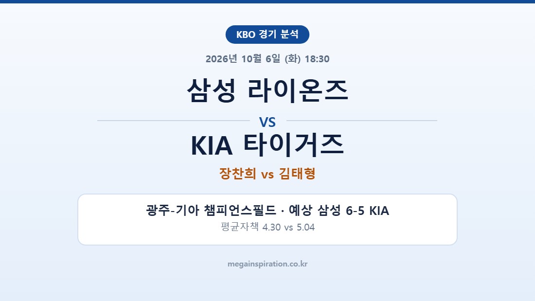 삼성 라이온즈 vs KIA 타이거즈 KBO 분석