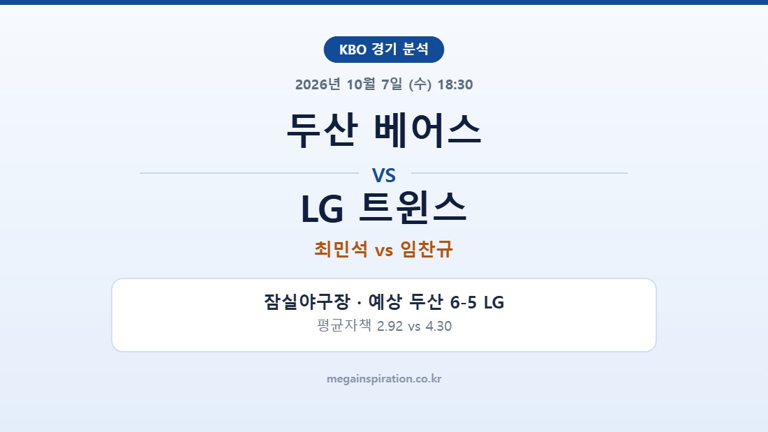 두산 베어스 vs LG 트윈스 KBO 분석