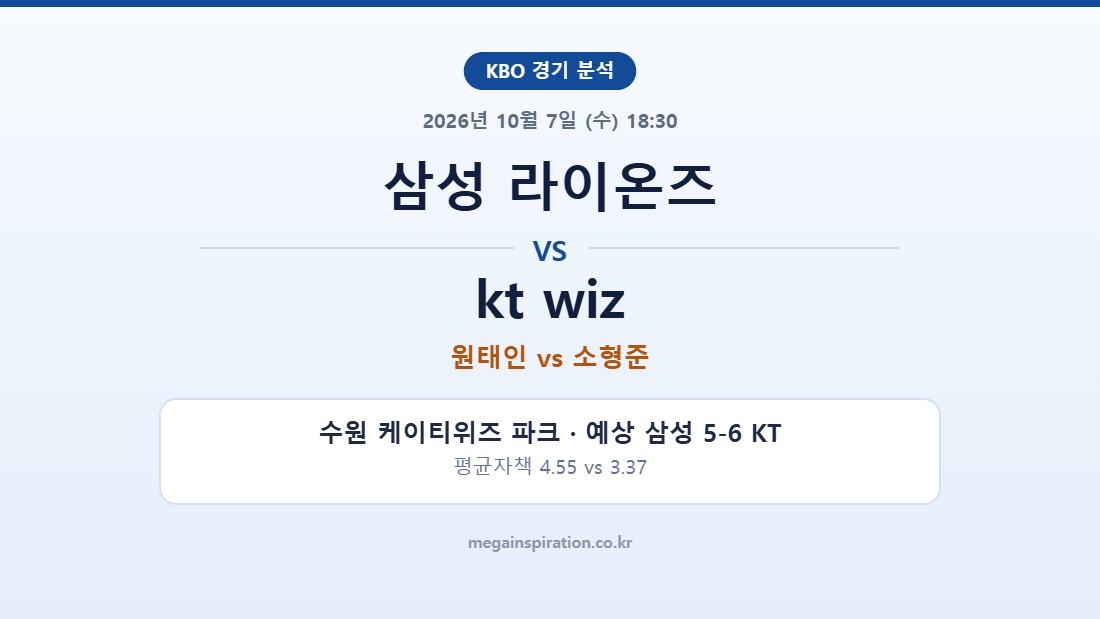 삼성 라이온즈 vs kt wiz KBO 분석