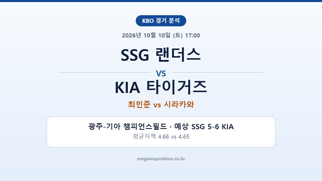 SSG 랜더스 vs KIA 타이거즈 KBO 분석