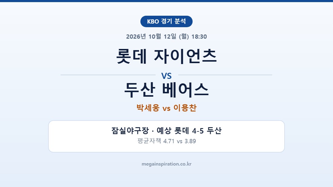 롯데 자이언츠 vs 두산 베어스 KBO 분석