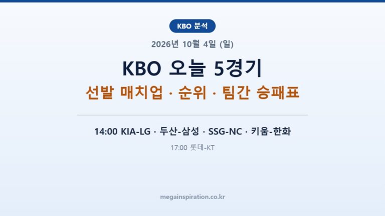 2026년 10월 4일 (일) KBO 분석
