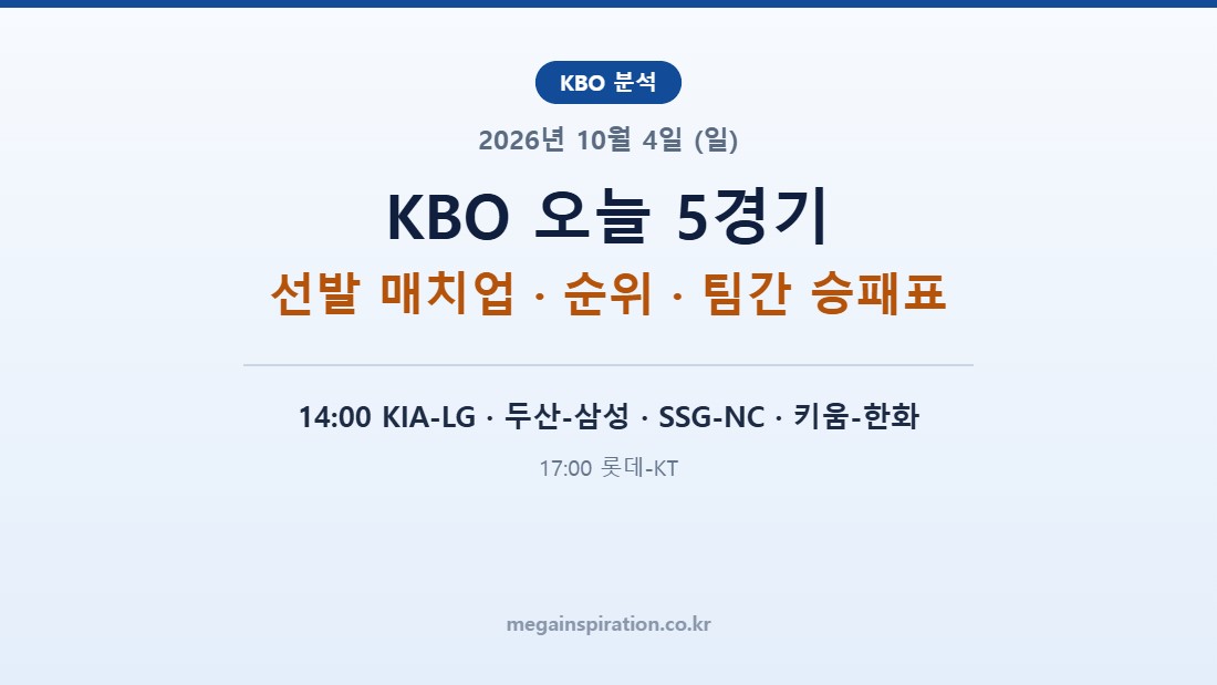2026년 10월 4일 (일) KBO 분석