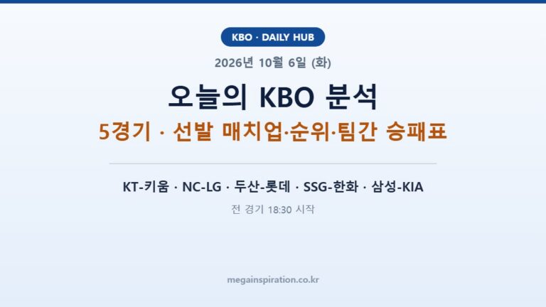2026년 10월 6일 (화) KBO 분석