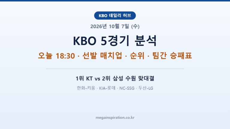 2026년 10월 7일 (수) KBO 분석