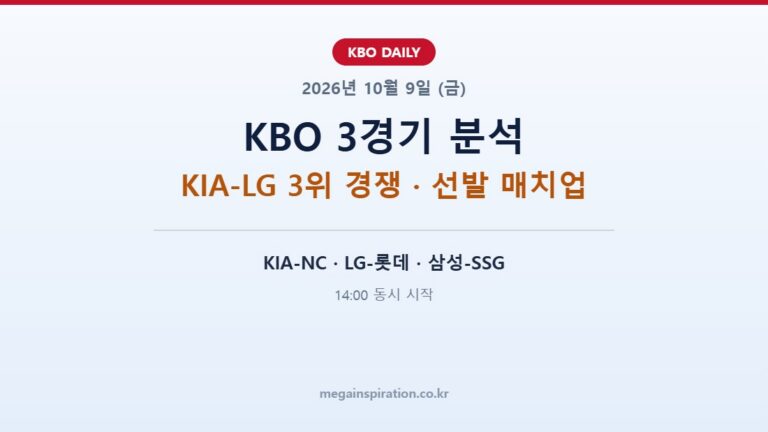 2026년 10월 9일 KBO 분석